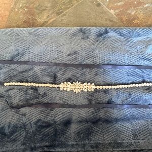 Silver and Navy Blue Rhinestone Belt Bridal Bridesmaid